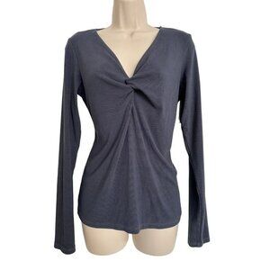 Velvet Size XL Slate Blue Ribbed Bandio Copen Top Knot V Neck  NWT